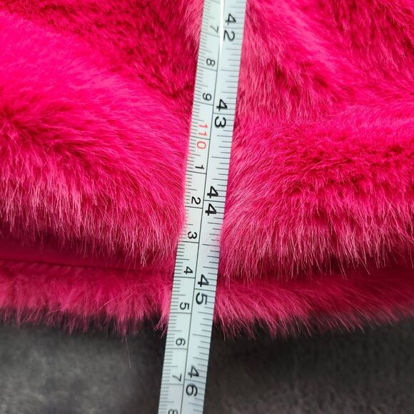 FINESSE Womens Dorinne Hot Pink Vegan Fur Knee Length Coat Large - Picture 3 of 9